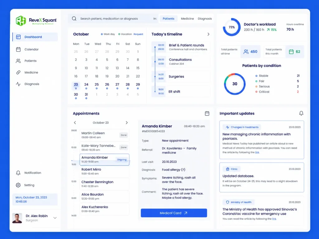 ehr and pm software layout
